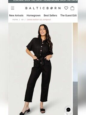 Baltic Born Black Button-Front Collared Jumpsuit